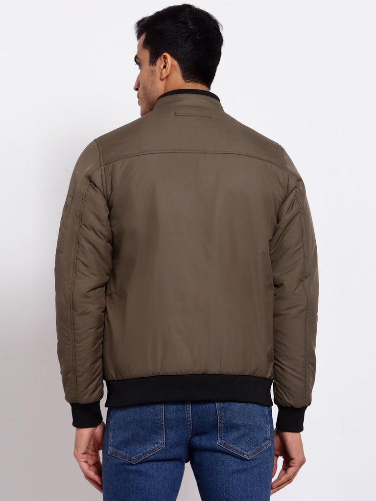 Men Olive Green Lightweight Outdoor Bomber Jacket-Men's Jackets-StyleQuotient