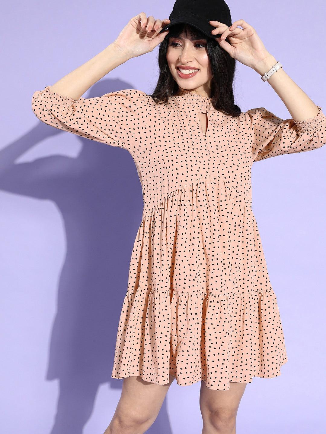 Style Quotient Womens Polka Dots A-Line Dresses-Dresses-StyleQuotient