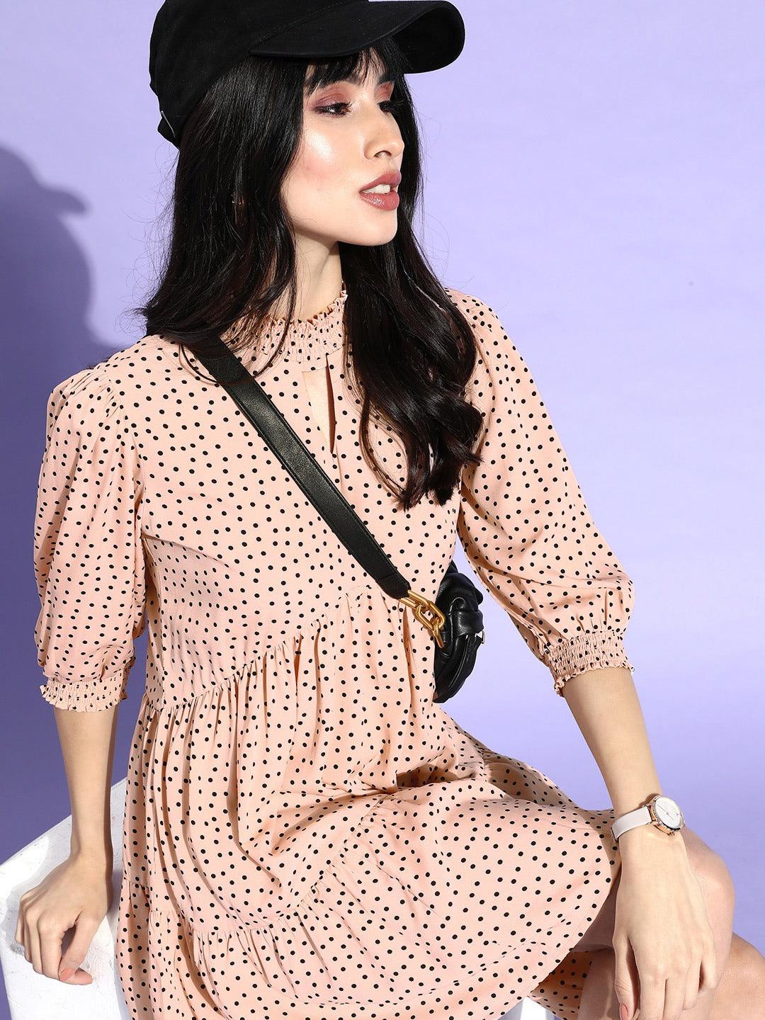 Style Quotient Womens Polka Dots A-Line Dresses-Dresses-StyleQuotient