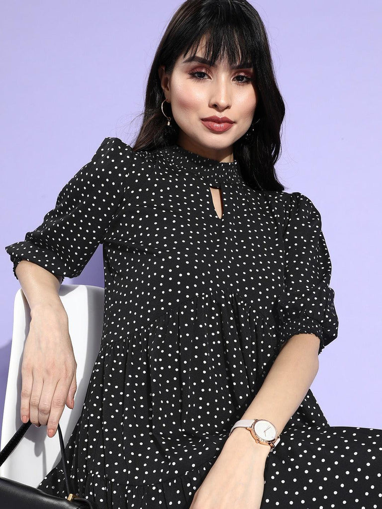 Style Quotient Womens Polka Dots A-Line Dresses-Dresses-StyleQuotient