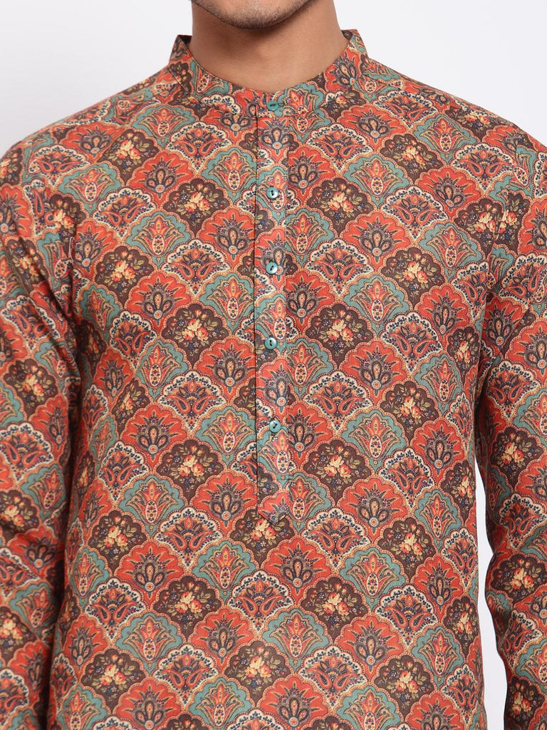 Men Multicoloured Floral Kurta-Mens Kurta-StyleQuotient