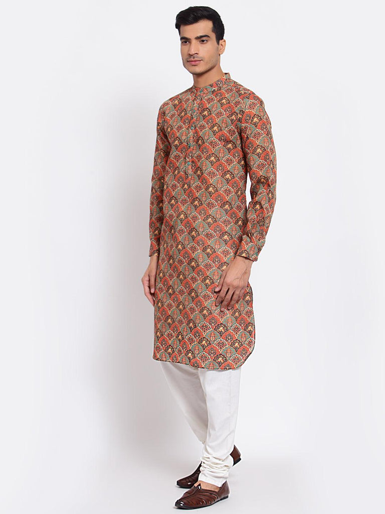 Men Multicoloured Floral Kurta-Mens Kurta-StyleQuotient