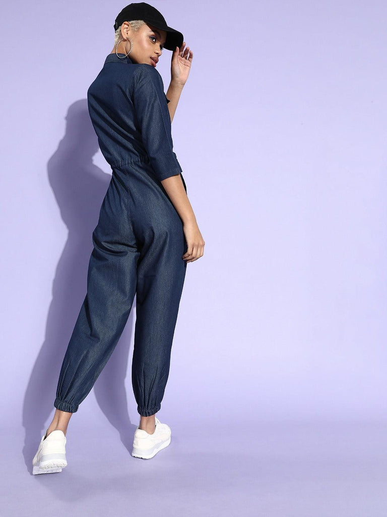 Style Quotient Women Blue Denim Cotton Basic Jumpsuit-Jumpsuits-StyleQuotient