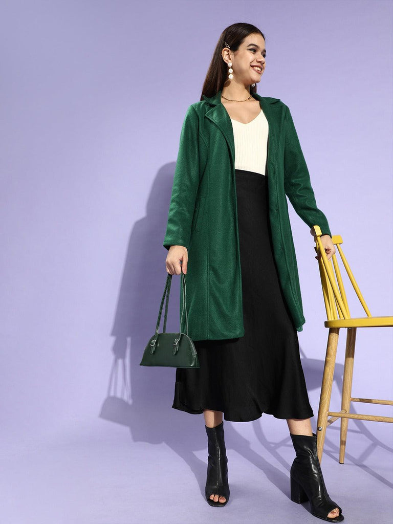 Style Quotient Women Green Solid Trench Coat-Jackets-StyleQuotient