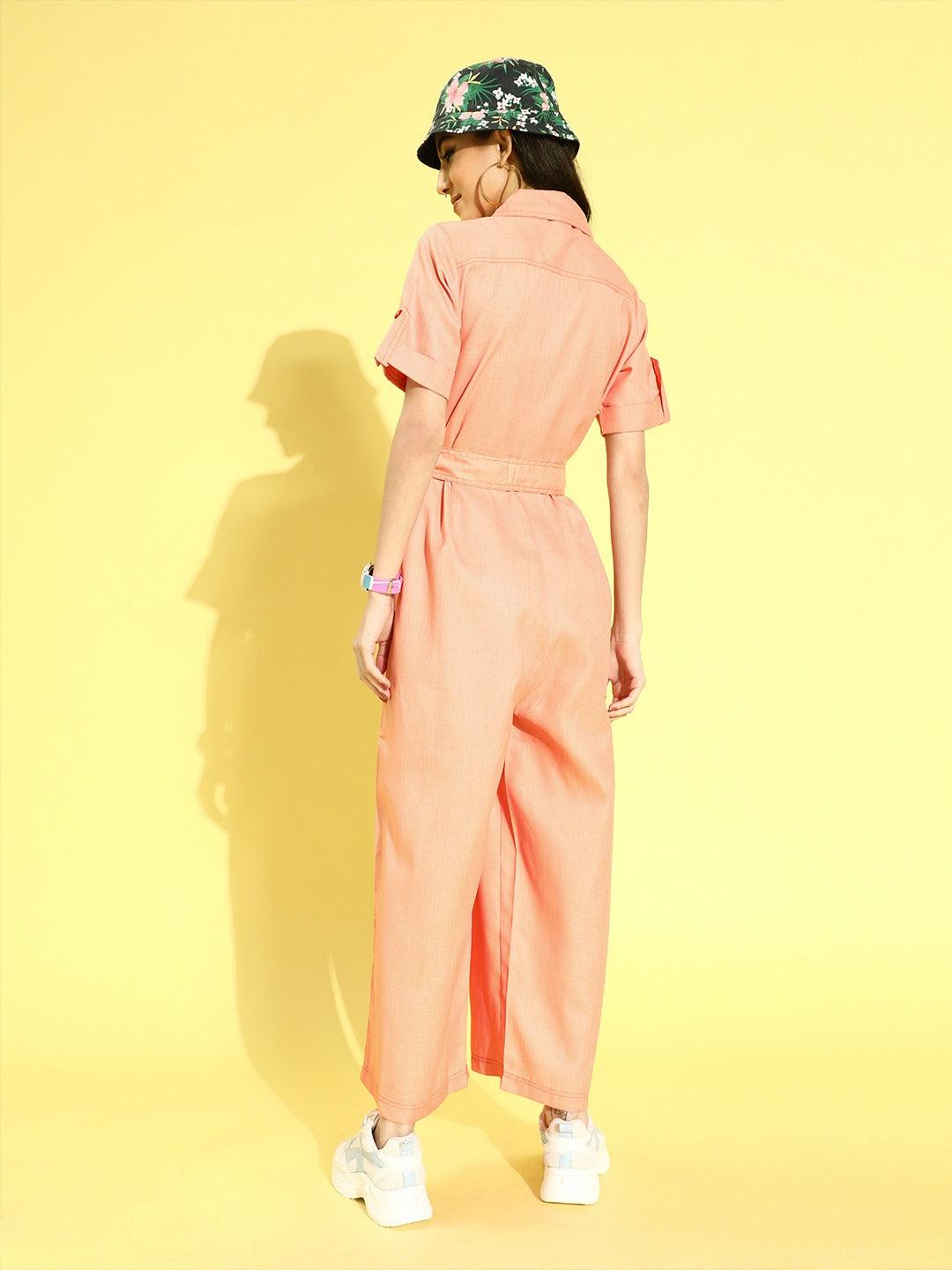 Style Quotient Orange Basic Jumpsuit-Jumpsuits-StyleQuotient