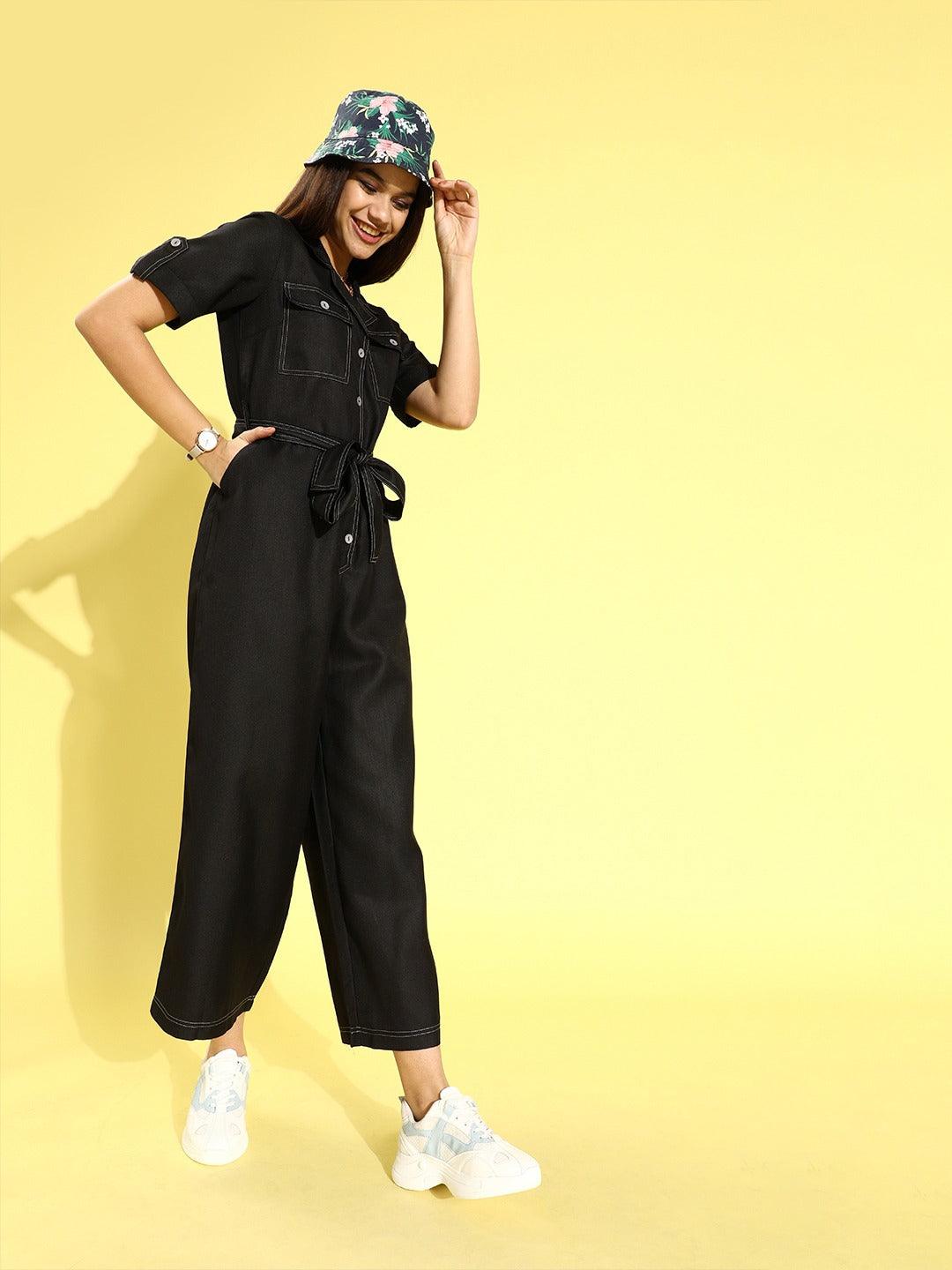 Style Quotient Black Basic Jumpsuit-Jumpsuits-StyleQuotient