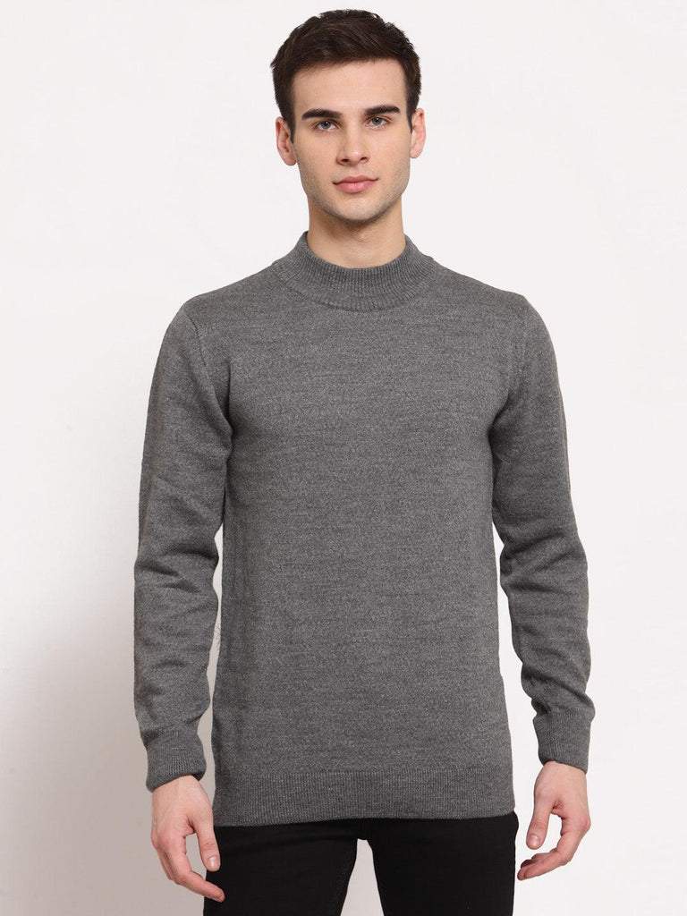 Style Quotient Men Grey Acrylic Pullover-Men's Sweaters-StyleQuotient