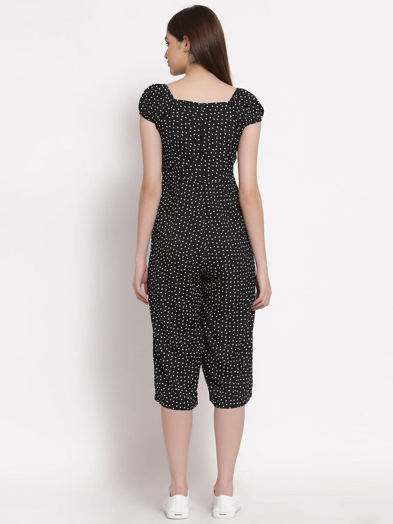 Style Quotient Black White Printed Culotte Jumpsuit-Jumpsuits-StyleQuotient