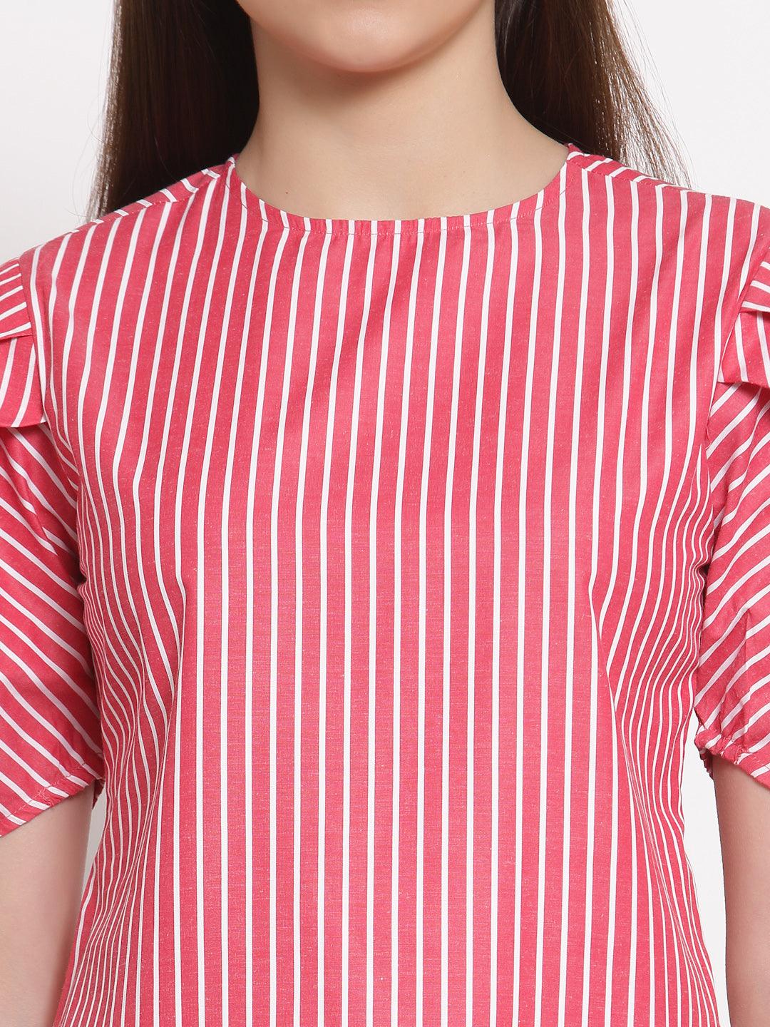 Style Quotient Red White Striped Top-Tops-StyleQuotient