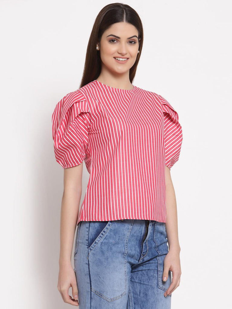 Style Quotient Red White Striped Top-Tops-StyleQuotient