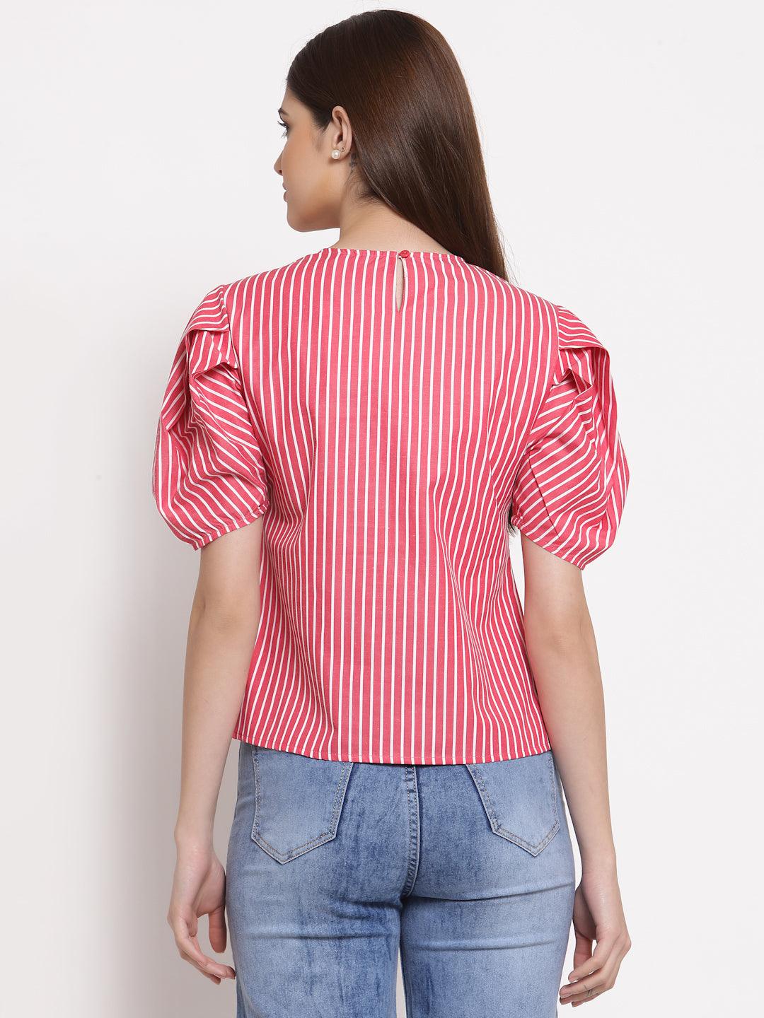 Style Quotient Red White Striped Top-Tops-StyleQuotient