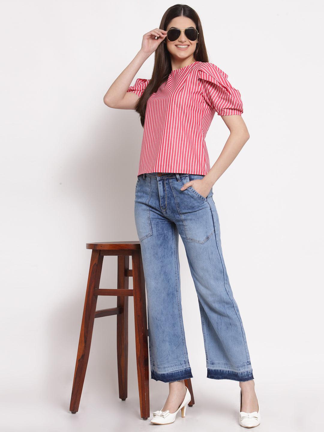 Style Quotient Red White Striped Top-Tops-StyleQuotient