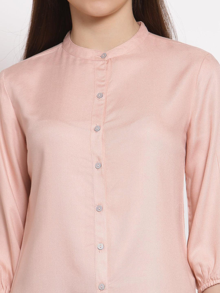 Style Quotient Women Solid Nude Polyester Formal Shirt-Shirts-StyleQuotient