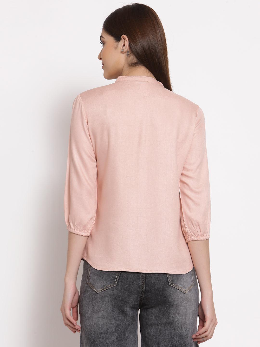 Style Quotient Women Solid Nude Polyester Formal Shirt-Shirts-StyleQuotient