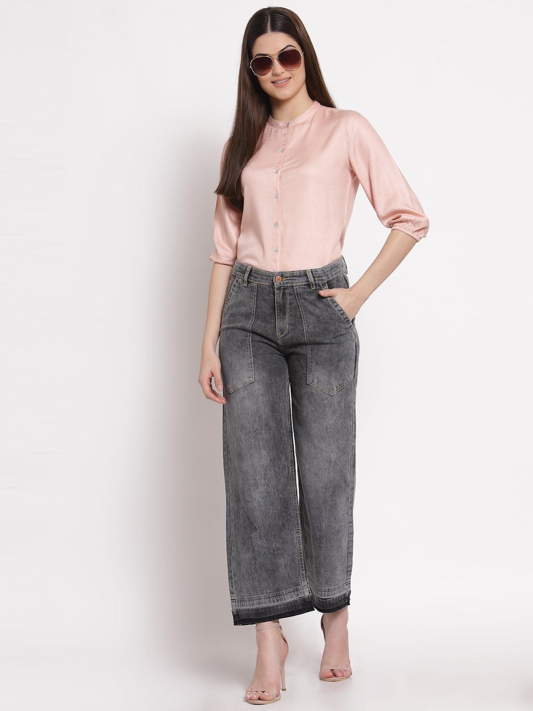 Style Quotient Women Solid Nude Polyester Formal Shirt-Shirts-StyleQuotient