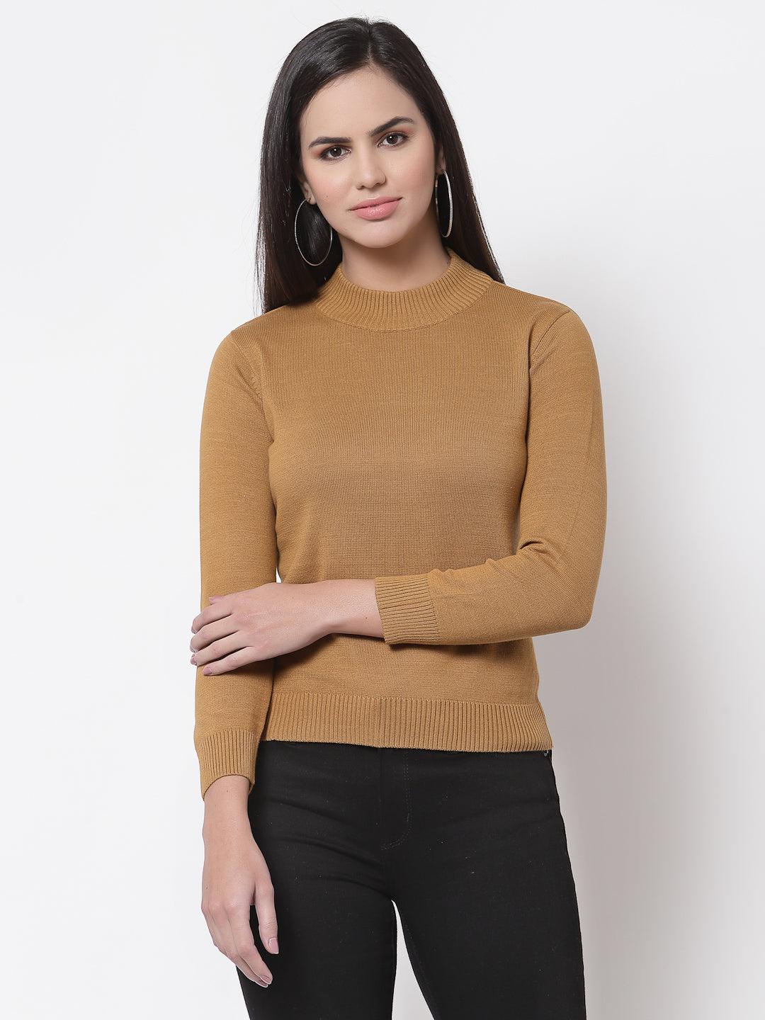 Style Quotient Women Brown Solid-Sweaters-StyleQuotient