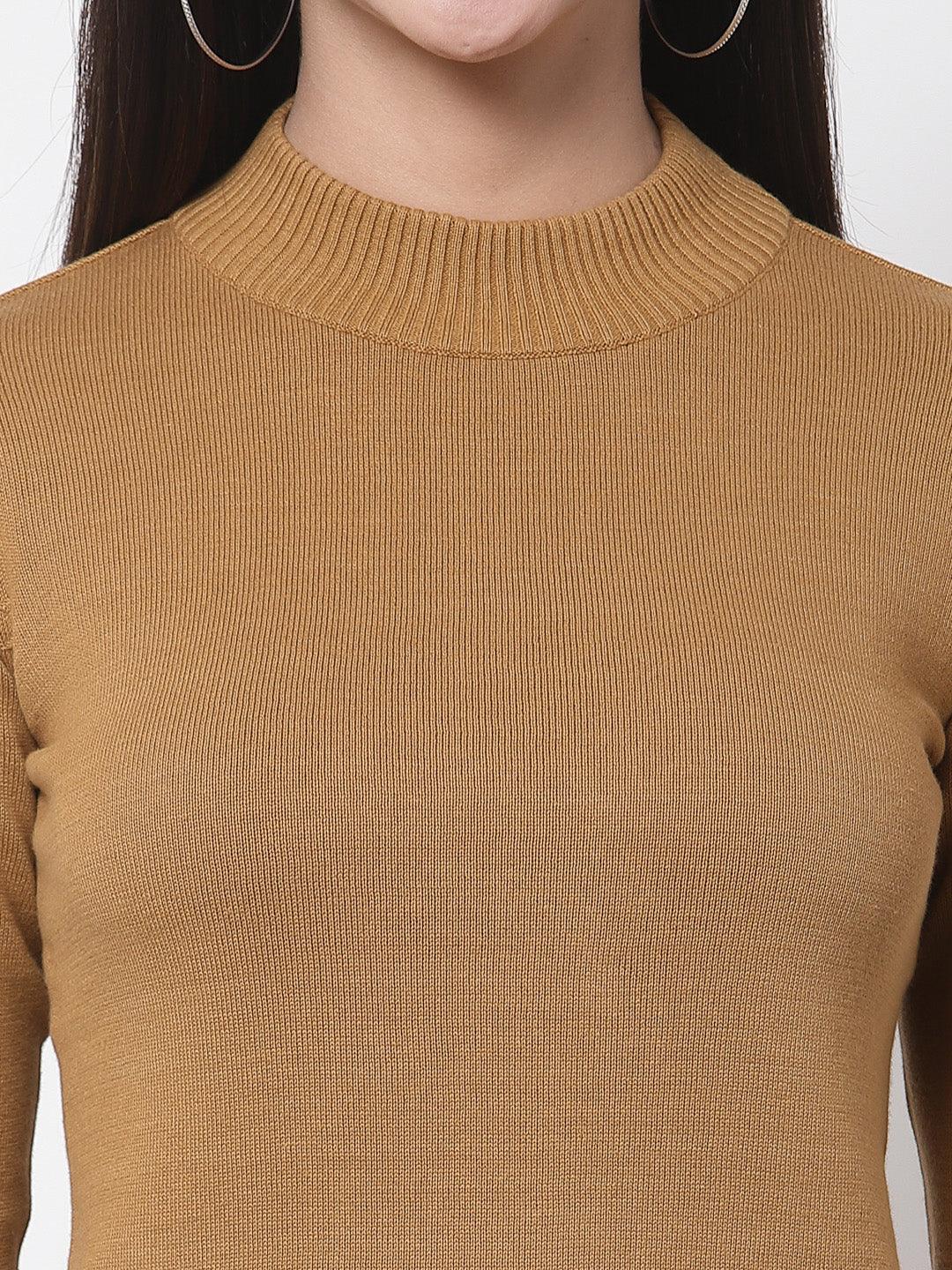 Style Quotient Women Brown Solid-Sweaters-StyleQuotient