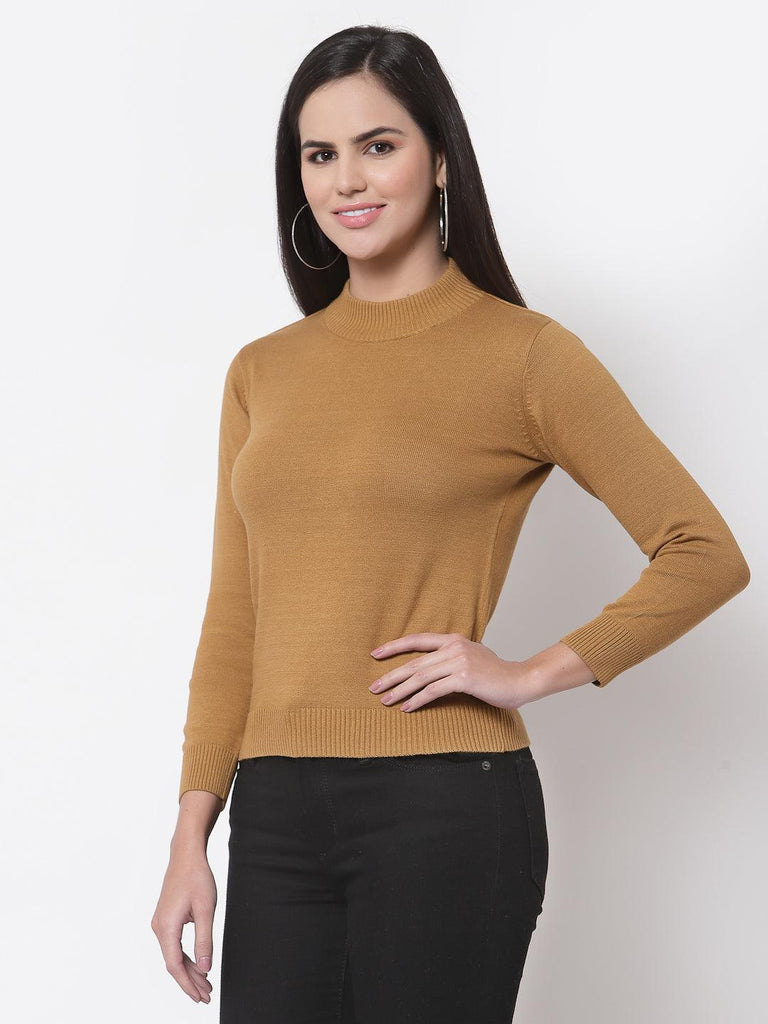 Style Quotient Women Brown Solid-Sweaters-StyleQuotient