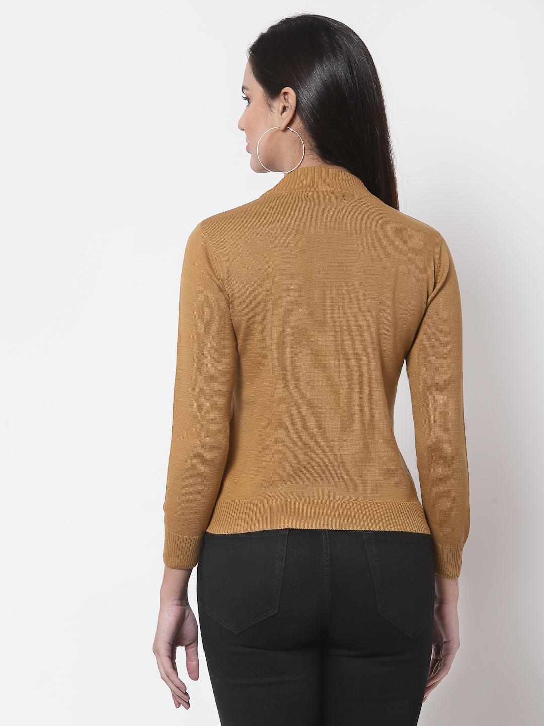 Style Quotient Women Brown Solid-Sweaters-StyleQuotient