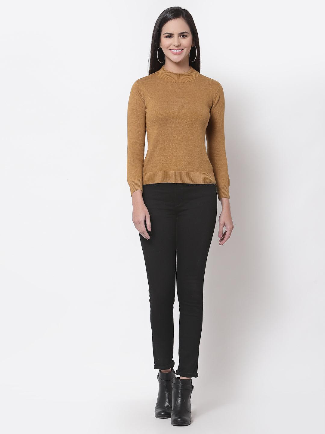 Style Quotient Women Brown Solid-Sweaters-StyleQuotient