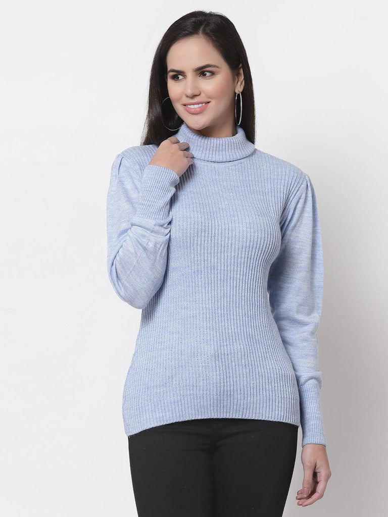 Style Quotient Women Blue Solid-Sweaters-StyleQuotient