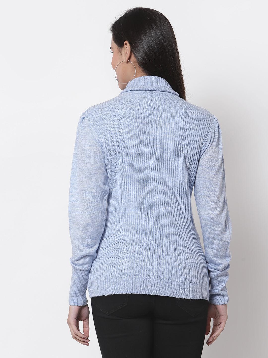 Style Quotient Women Blue Solid-Sweaters-StyleQuotient