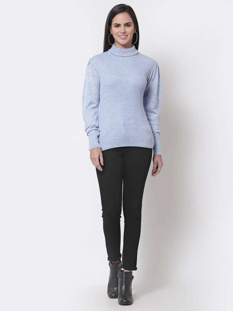 Style Quotient Women Blue Solid-Sweaters-StyleQuotient