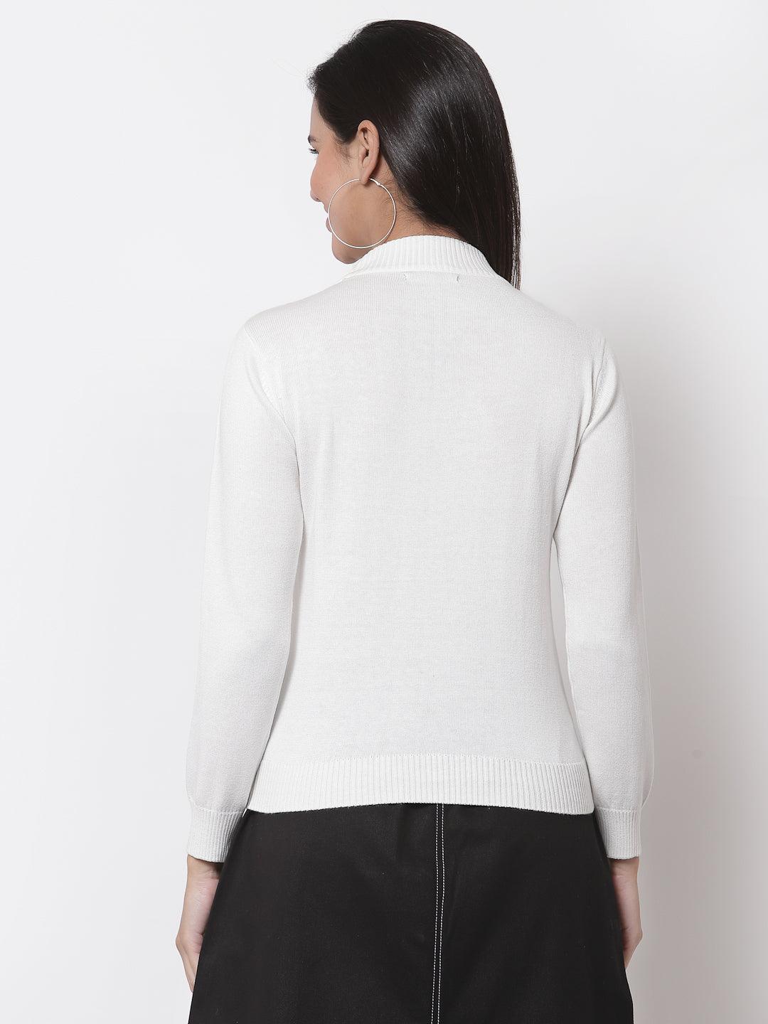 Style Quotient Women Off White Solid-Sweaters-StyleQuotient