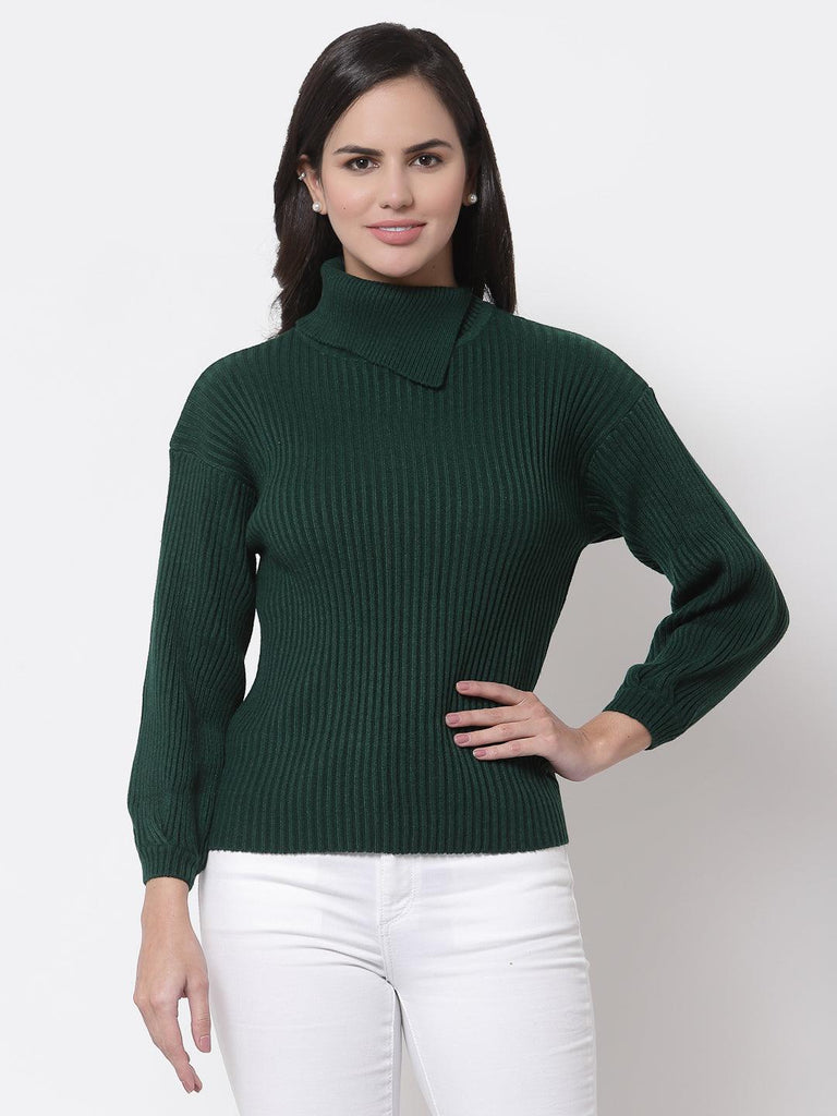 Style Quotient Women Olive Solid-Sweaters-StyleQuotient