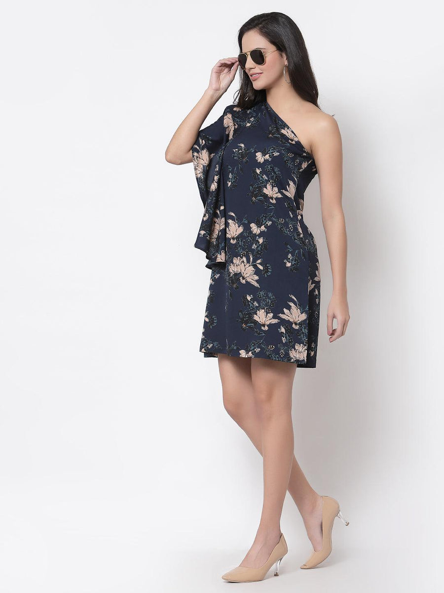 Style Quotient Navy Blue Floral Crepe Sheath Dress – StyleQuotient