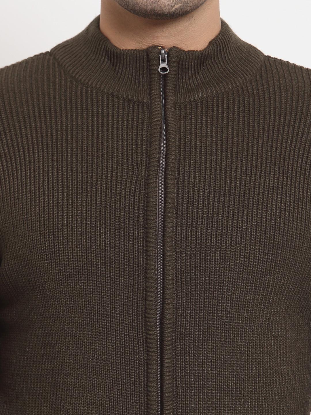 Style Quotient Men Olive Solid-Men's Sweaters-StyleQuotient