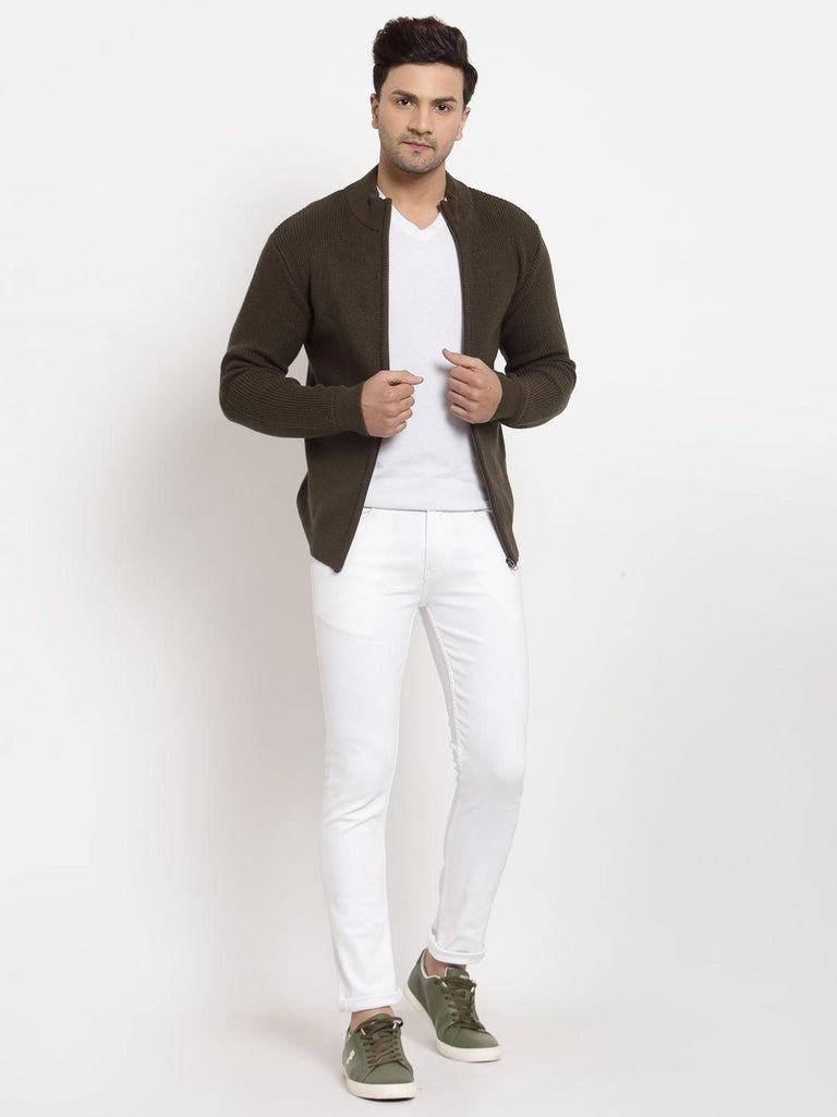 Style Quotient Men Olive Solid-Men's Sweaters-StyleQuotient