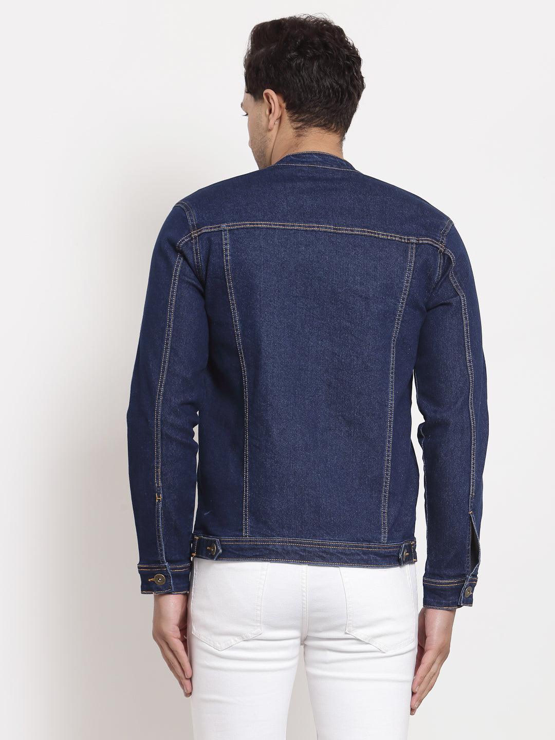 Style Quotient Men Blue Striped Denim Jacket-Men's Jackets-StyleQuotient