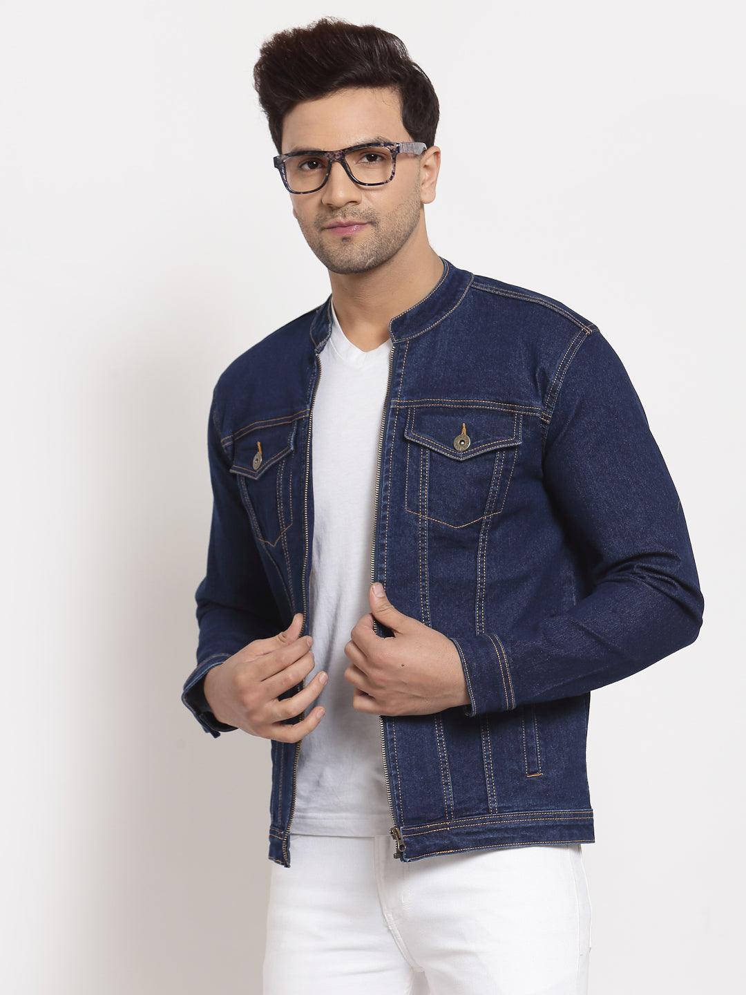 Style Quotient Men Blue Striped Denim Jacket-Men's Jackets-StyleQuotient