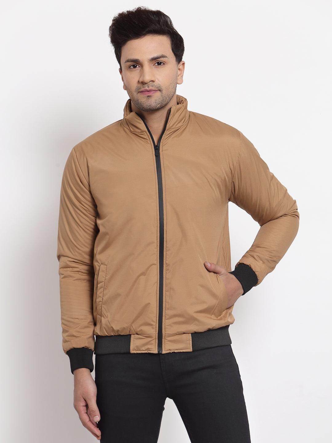 Style Quotient Men Tan Lightweight Bomber Jacket-Men's Jackets-StyleQuotient