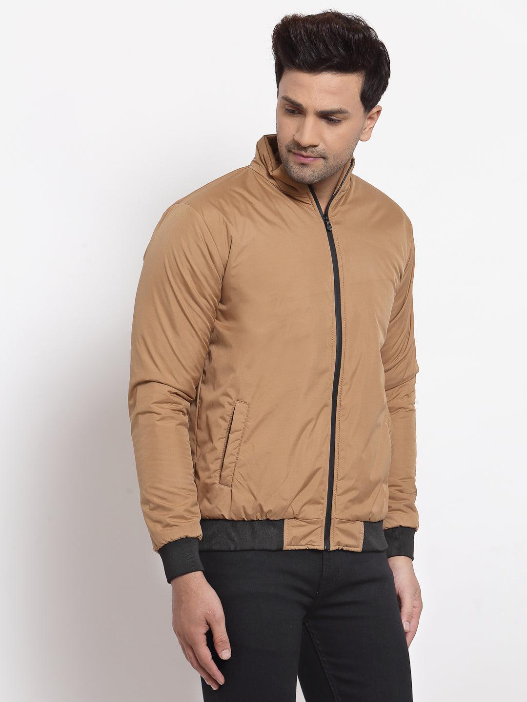 Style Quotient Men Tan Lightweight Bomber Jacket-Men's Jackets-StyleQuotient