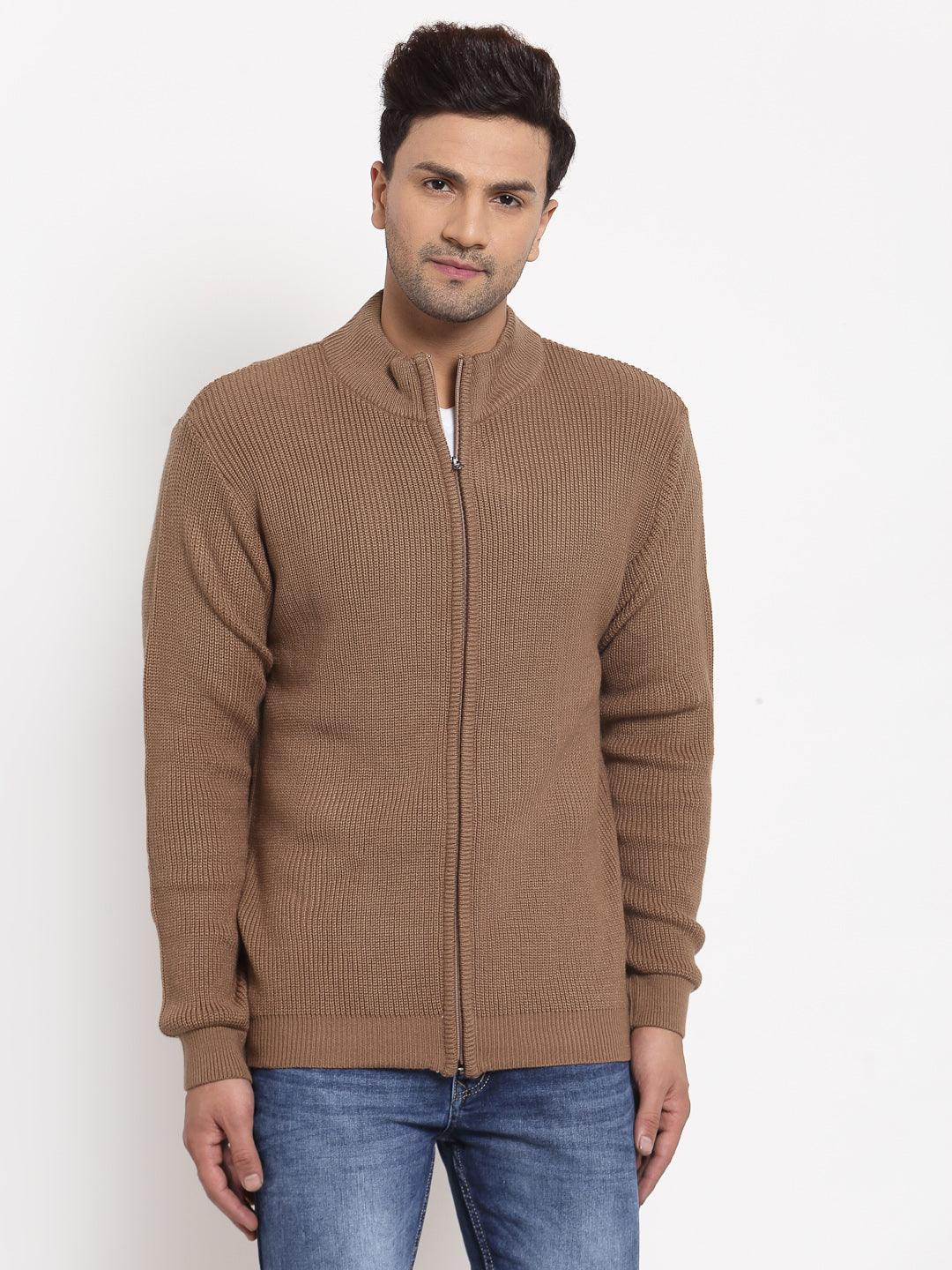 Style Quotient Men Tan Solid-Men's Sweaters-StyleQuotient