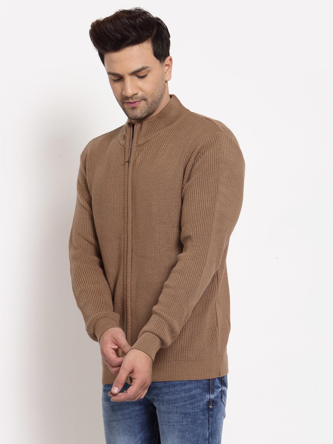 Style Quotient Men Tan Solid-Men's Sweaters-StyleQuotient