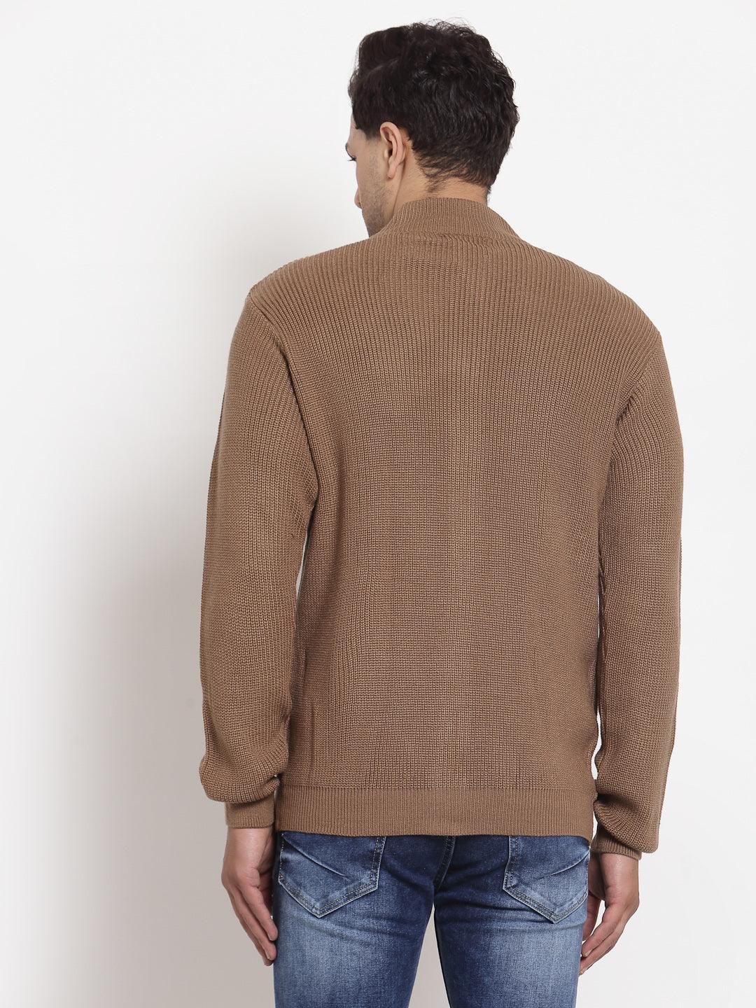 Style Quotient Men Tan Solid-Men's Sweaters-StyleQuotient