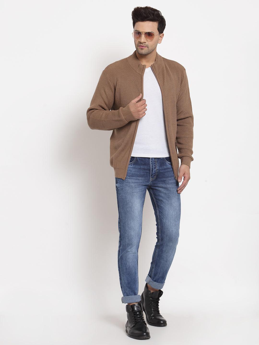 Style Quotient Men Tan Solid-Men's Sweaters-StyleQuotient