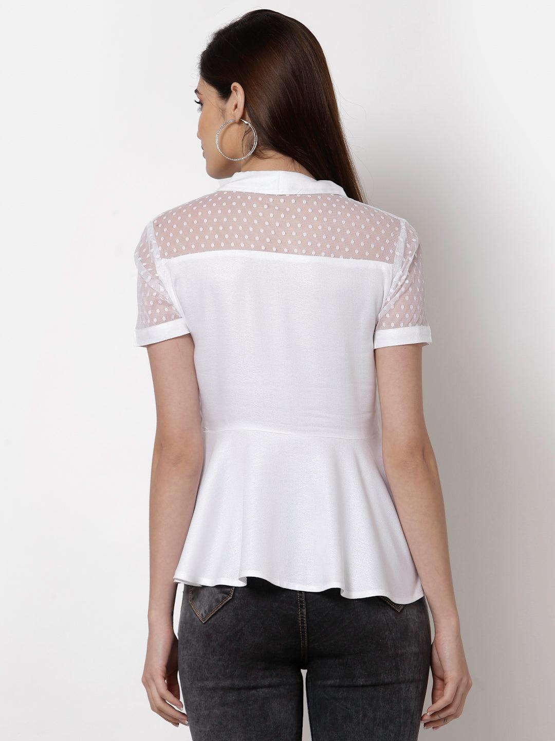 Style Quotient White Peplum Top-Tops-StyleQuotient