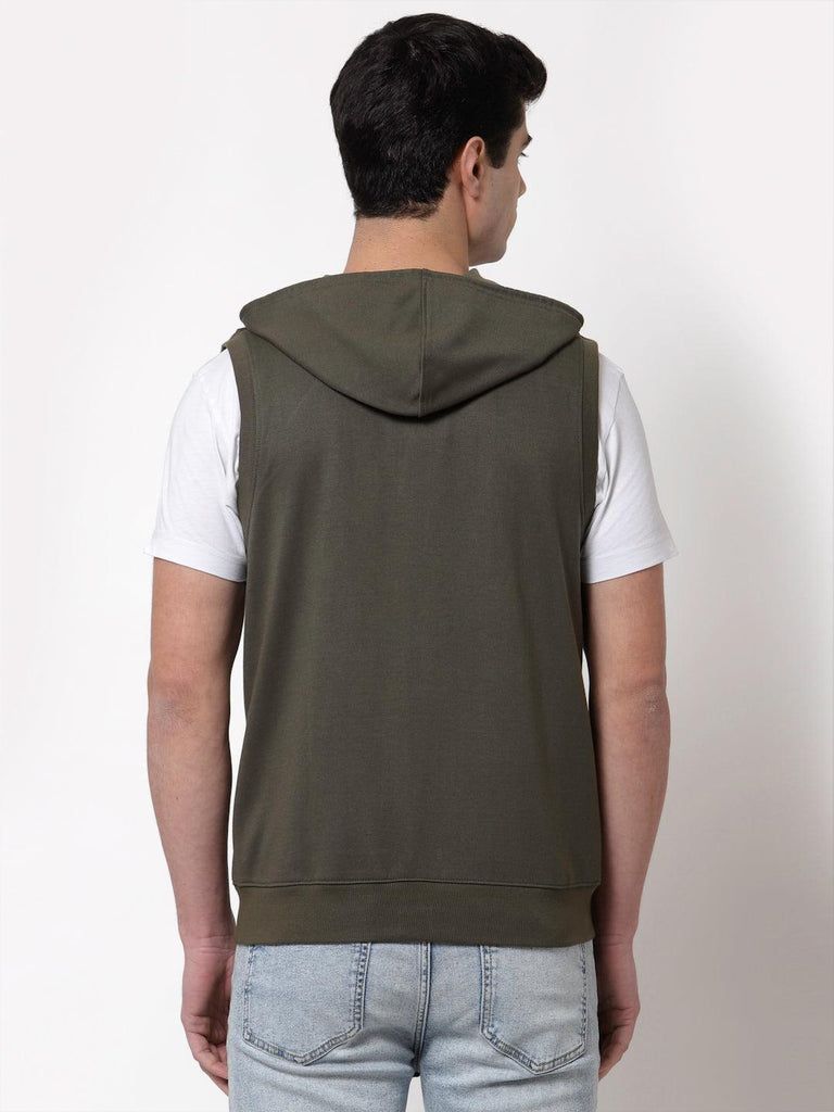Style Quotient Men Olive Green Hooded Sweatshirt-Men's Sweatshirts-StyleQuotient
