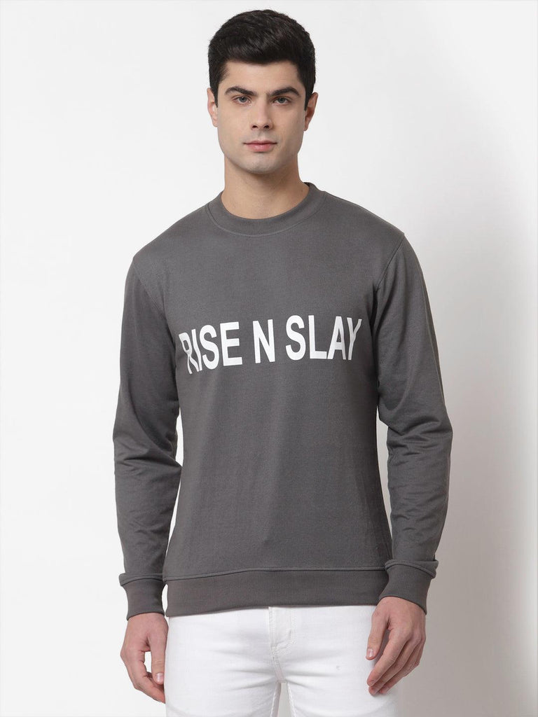 Style Quotient Men Grey Printed Sweatshirt-Men's Sweatshirts-StyleQuotient