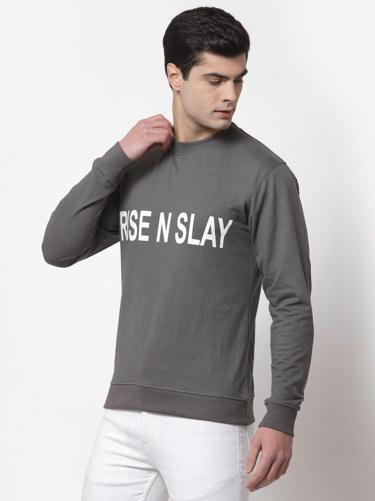 Style Quotient Men Grey Printed Sweatshirt-Men's Sweatshirts-StyleQuotient