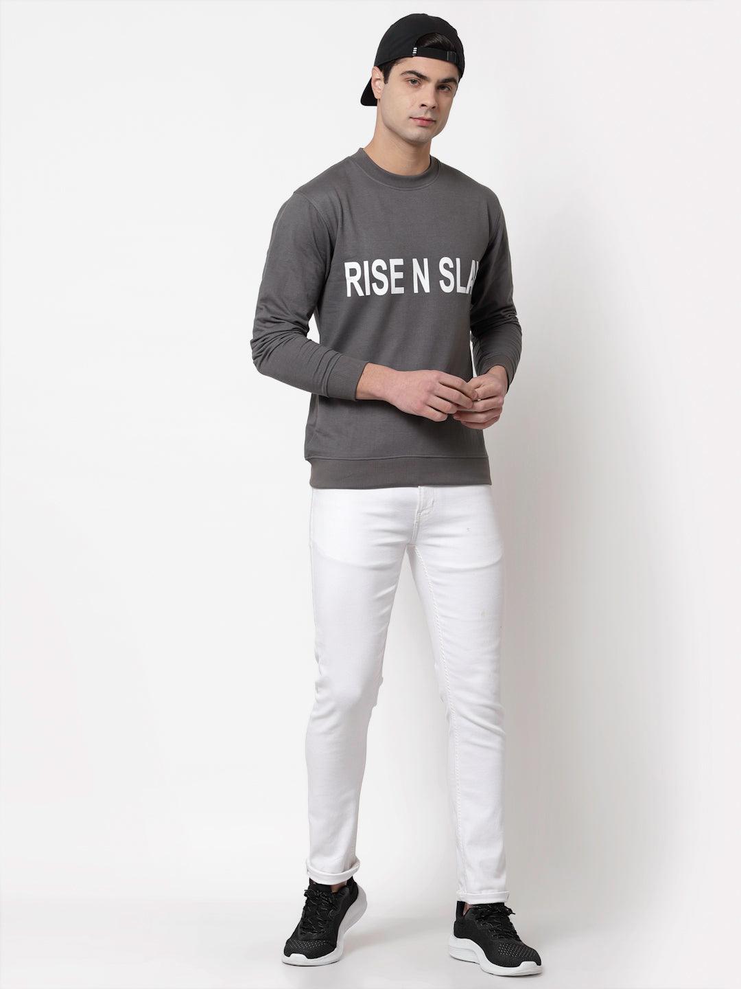 Style Quotient Men Grey Printed Sweatshirt-Men's Sweatshirts-StyleQuotient