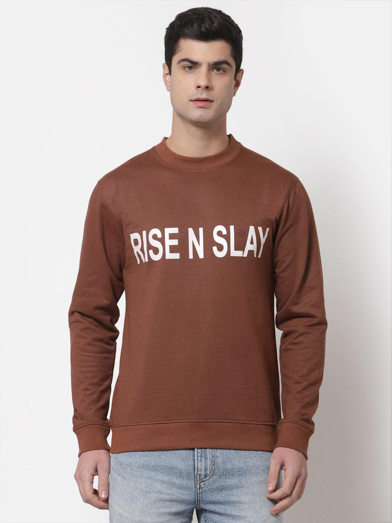 Style Quotient Men Brown Printed Sweatshirt-Men's Sweatshirts-StyleQuotient