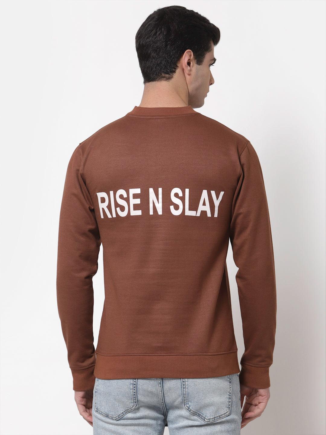 Style Quotient Men Brown Printed Sweatshirt-Men's Sweatshirts-StyleQuotient