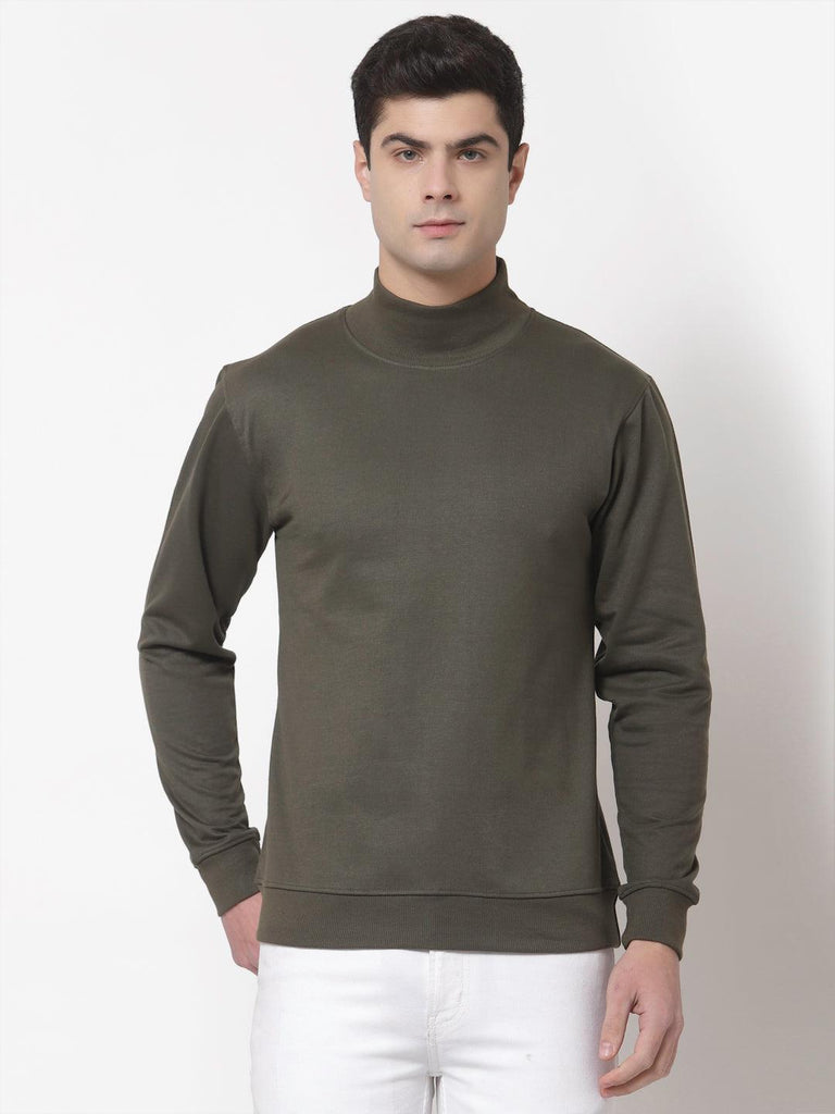 Style Quotient Men Olive Green Sweatshirt-Men's Sweatshirts-StyleQuotient