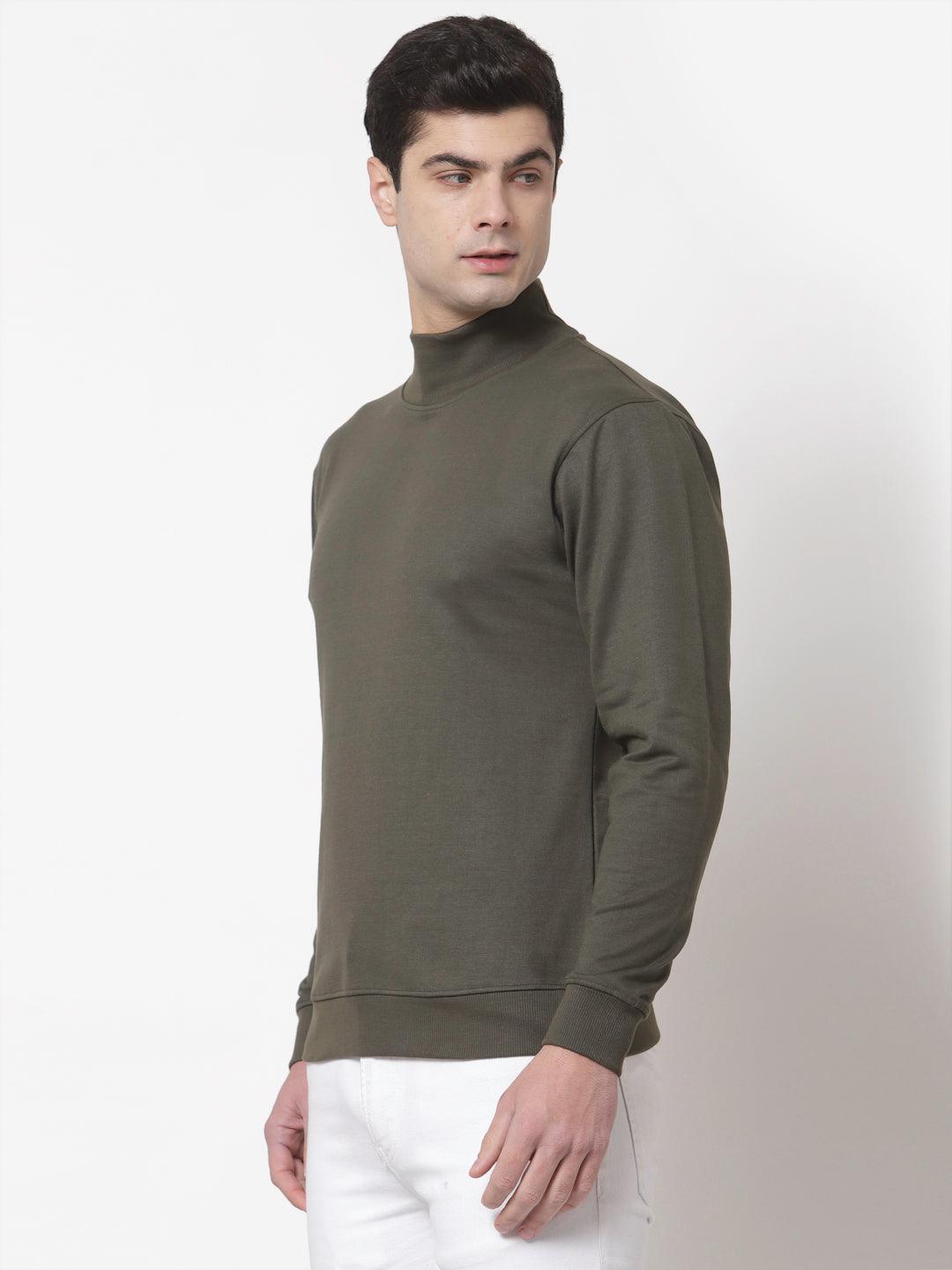 Style Quotient Men Olive Green Sweatshirt-Men's Sweatshirts-StyleQuotient