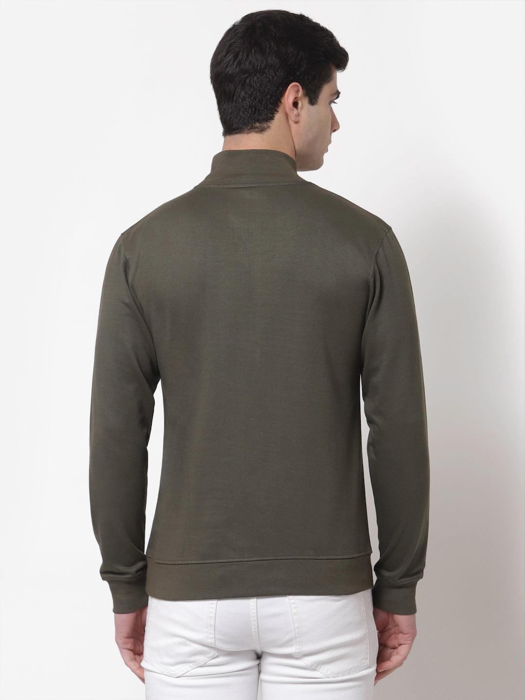 Style Quotient Men Olive Green Sweatshirt-Men's Sweatshirts-StyleQuotient